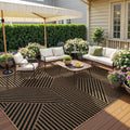 Modern Geometric Easy Jute Carpet (6' x 9' / Black/Nature Geometric-2)