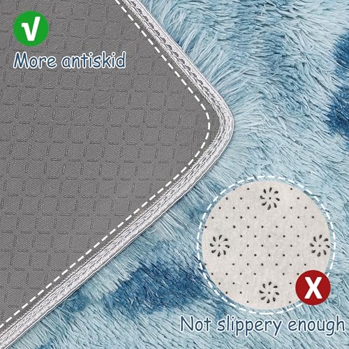Super Soft Fluffy Living Room Area Rug 2x6 ft Tie (Tie-dyed Blue / 2' x 6' (Runner))