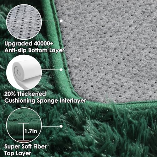 Dark Green Area Rugs for Bedroom Living Room (Dark Green / 4' x 6' (Rectangular))