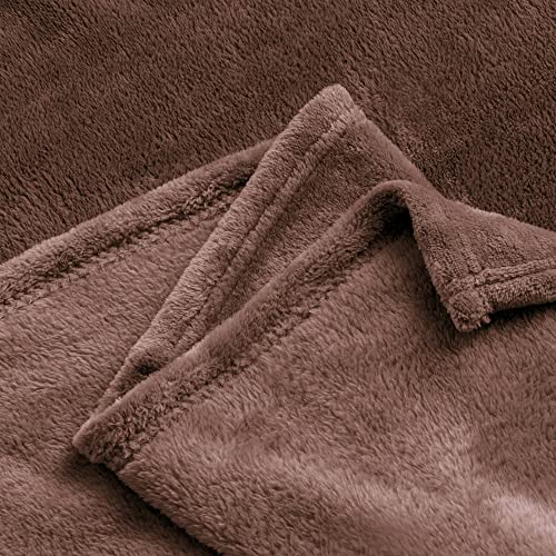 Fleece Blanket Soft Plush Queen Size Bed Blanket Brown 90"x90" (Brown / Queen(90"x90"))