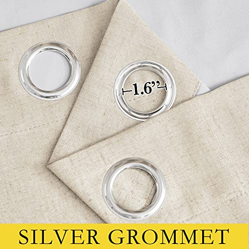 100% Absolutely Blackout Linen Curtains with Thermal Insulated White Liner (52"W x 108"L (Pack of 2) / Beige)