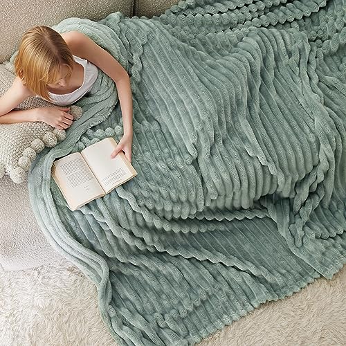 Full Size Fleece Blankets for Bed Sage Green 84"x90" (Sage Green / Full)