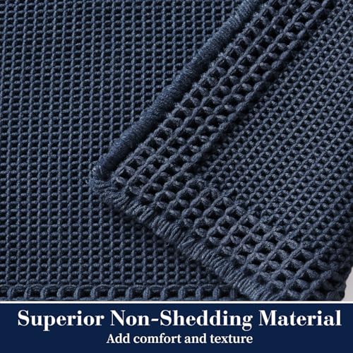 Waffle Bath Mat for Bathroom (Navy / 20" X 32")