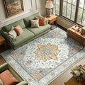 Washable Area Rug (Beige/Carbon Grey/Orange / 6' x 9' (Rectangular))