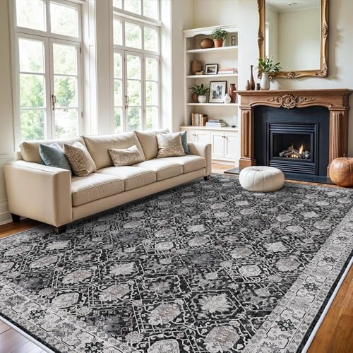 Vintage 10x14 Washable Area Rug (10' x 14' (Rectangular) / Black/Navy)