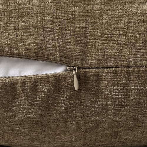 Soft Chenille Fall Throw Pillow Covers Coffee 16x16 Inch Pack of 2 (16" x 16" (Pack of 2) / Coffee)