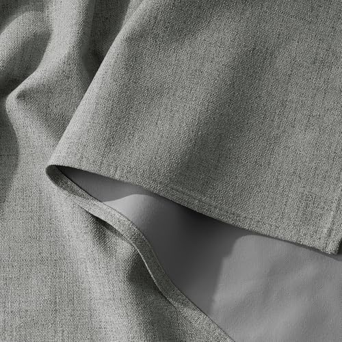 Grey 100% Blackout Linen Textured Curtains 90 Inch Long for Dining (Grey / 52"W x 90"L (Pack of 2))