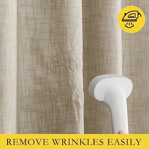 Taupe 100% Blackout Linen Curtains 45 inch Long Burg (52"W x 45"L (Pack of 2) / Taupe)