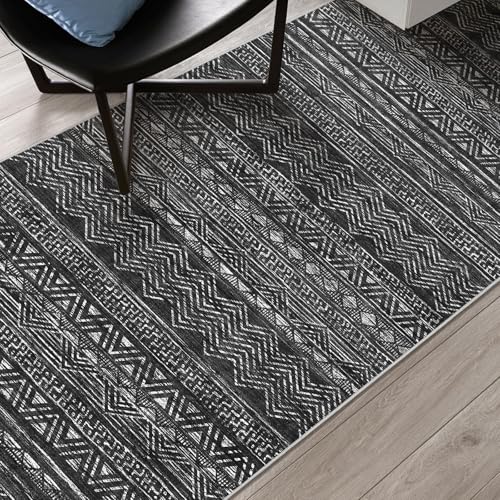 2x5 Runner Rug Washable Moroccan (Charcoal Gray / 2' x 5')