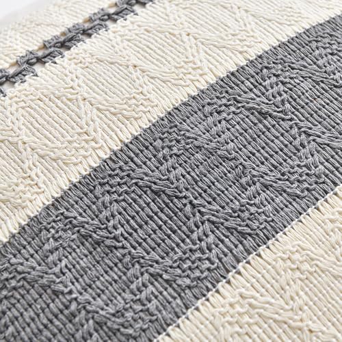 Set of 1 Neutral Grey Farmhouse Decorative Throw Pillow Covers 20x20 Inch for Couch Bed Chair Indoors (20" x 20" (Pack of 1) / Gray)