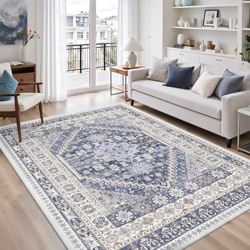 5x7 Area Rugs for Living Room (Blue/Beige / 5' x 7' (Rectangular))