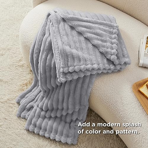 Soft Twin Blanket for Bed Decor Gifts Light Grey 60"x80" (Light Grey / Twin)