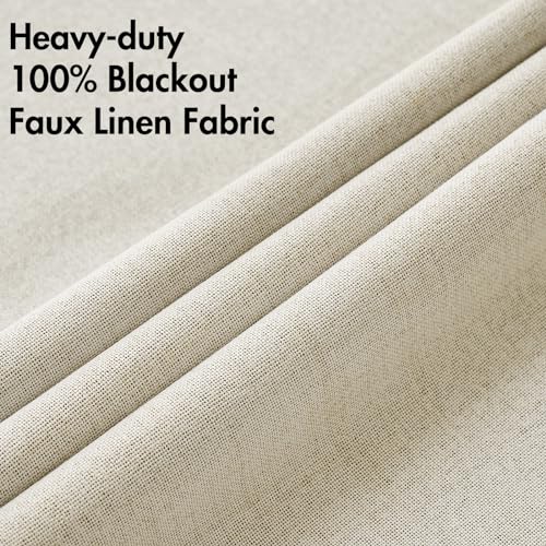 100% Blackout Linen Curtains for Bedroom 52x120 Inches Butter Cream (Butter Cream / 52"W x 120"L (Pack of 2))