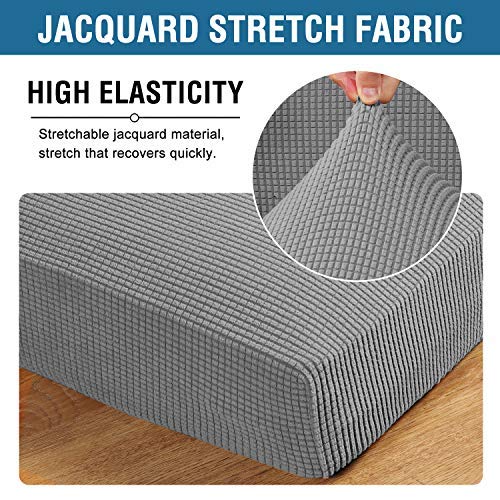Super Stretch Couch Cushion Covers Sofa Cushion Slipcovers Jacquard Fabric Individual Seat Couch Slipcover Sets for Pets with Elastic Bottom (Dove)