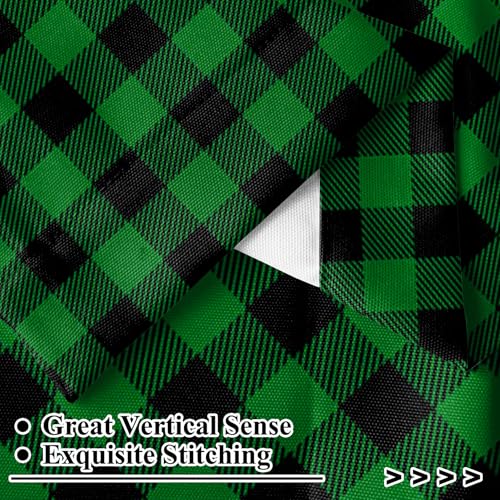 53 x 84 Inch Linen Buffalo Plaid Check Curtains Blackout Room Darkening Thermal Insulated Black Green Buffalo Checkered Window Drapes Farmhouse Bedroom Living Room Pocket Tab Curtain 2 Panels (Deep Green / 53"W x 84"L (Pack of 2))