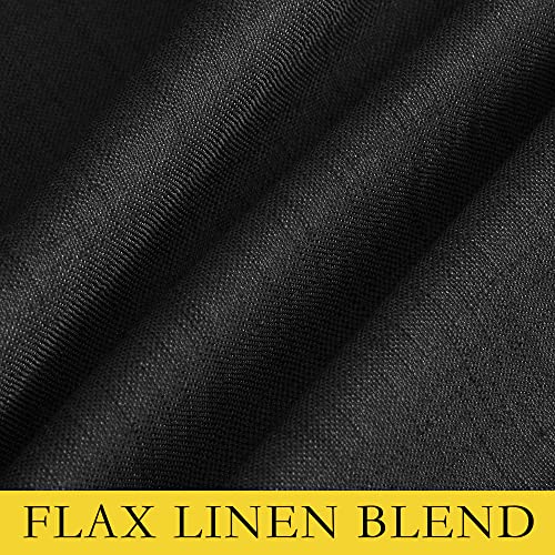 Vintage Open Linen Weave Flax Thermal Curtains (52"W x 45"L (Pack of 2) / Black)