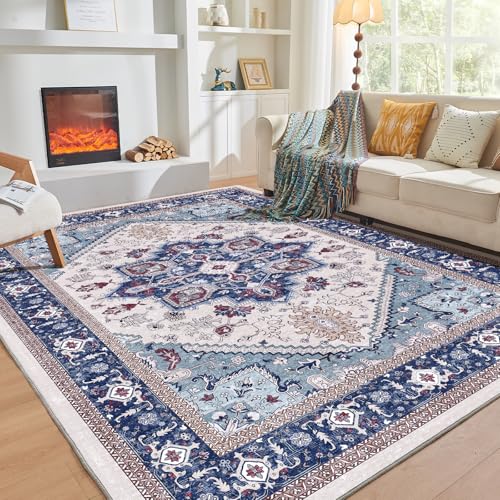 Soft Area Rugs 6x9 (6' x 9' (Rectangular) / Blue & Red)
