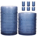 Blue Hobnail Drinking Glasses Set of 6 Vintage Glass Cups (Blue / 6pcs)