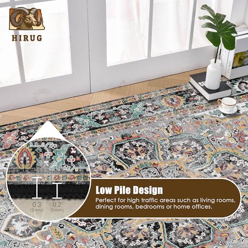 Washable Area Rug 4' x 6' Vintage Traditional Persian Mat (Slate and Multicolor / 4' x 6' (Rectangular))