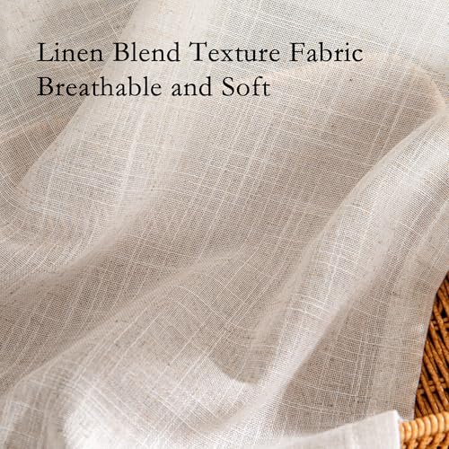 Linen French Door Curtains for Door Window 40 Inch Length 2 Panels Semi Sheer Light Filtering Curtain for Glass Small Window Drapes Rod Pocket for Bedroom Bathroom (26"W x 40"L (Pack of 2) / Natural Linen)