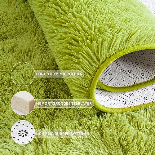 5x8 Fluffy Grass Green Rugs for Living Room Bedroom (Grass Green / 5' X 8' (Rectangular))