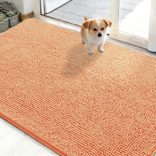 Dog Door Mat for Muddy Paws 50x30 (Orange / 50" X 30")