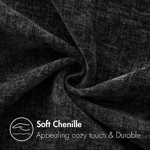 Soft Chenille Throw Pillow Covers Black 16x16 Inch Pack of 2 (16" x 16" (Pack of 2) / Black)