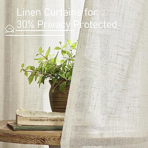 102 inch Long Linen Curtains 2 Panels for Living Room Bedroom (Natural / 52"W x 102"L (Pack of 2))