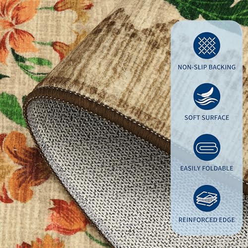 Floral Rug 2.5x8 Runners for Hallways (C Brown / 2'6" x 8' (Runner))