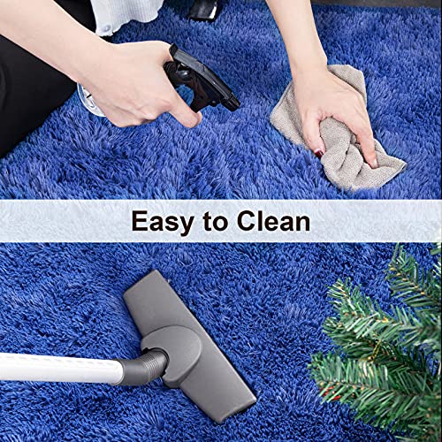 Super Soft Shaggy Rugs Fluffy Carpets 8x10 Feet (8' x 10' (Rectangular) / Indigo)