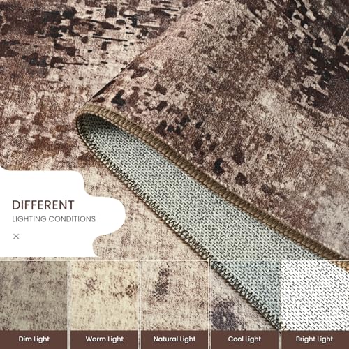 Entrance Rugs Indoor 2x3 Brown Entry Rug Washable Abstract Coffee Small Area Rug Non (Brown / 2' x 3' (Rectangular))