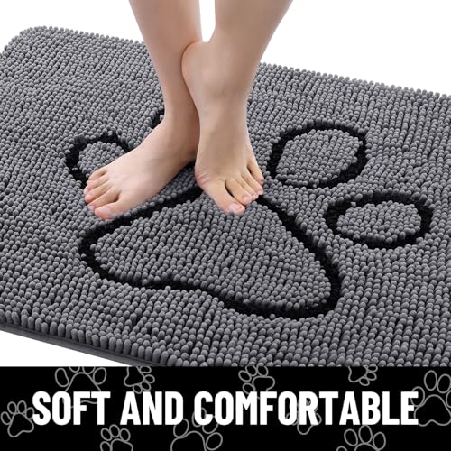 Dog Door Mat for Muddy Paws (48"X30" / Dark Grey and Black)