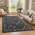Living Room Rug 5x7 Rug Machine Washable Stain Resistant Area Rug (Navy/Black / 5' x 7' (Rectangular))