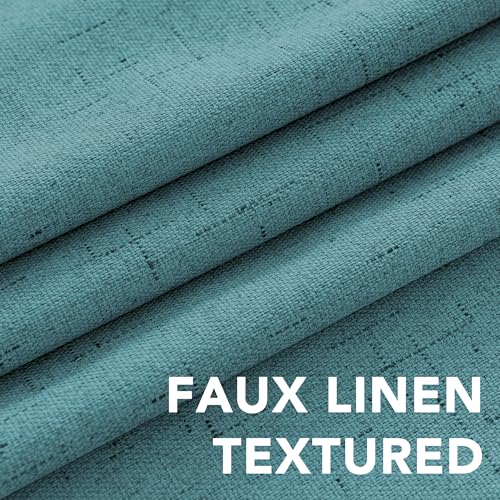 100% Blackout Linen Curtains 63" L 2 Panels Teal (Teal / 52"W x 63"L (Pack of 2))