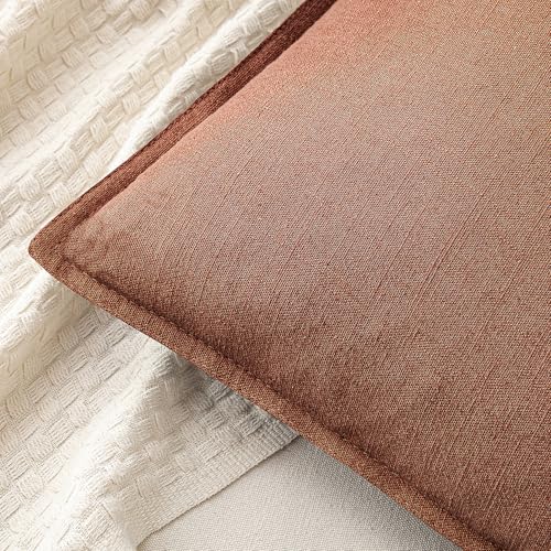 Decorative Linen Euro Sham Pillow Covers 24x24 Rust Red (Rust Red / 24" x 24" (Pack of 2))