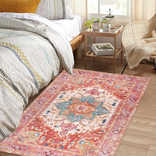 Washable Area Rug (4' x 6' / Pink)