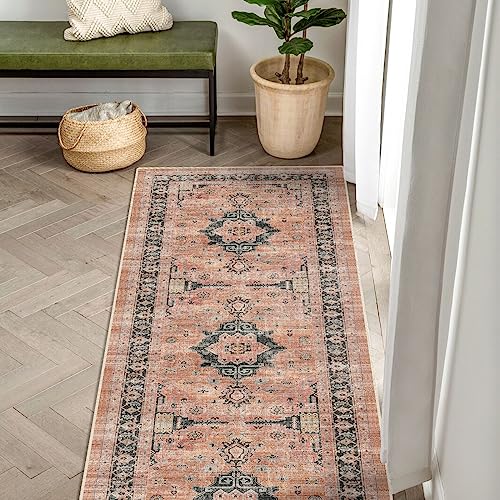 Washable Terracotta Distressed 2x6 Hallway Runner Rug Cozy Autumn Refresh (2' x 6' (Rectangular) / Orange)