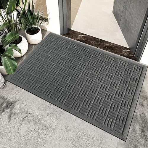 Front Door Mat Outside Entrance (Grey / 2'8" x 3'11" (Rectangular))