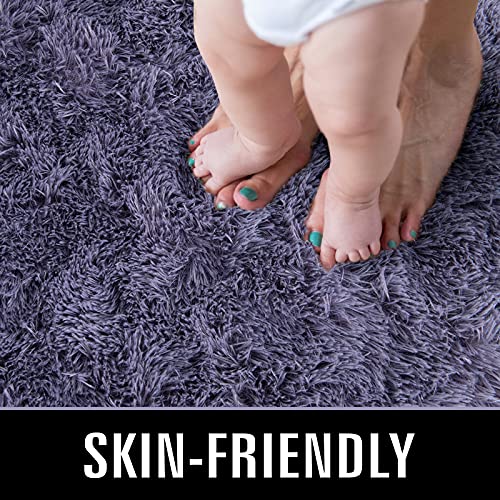Super Soft Shaggy Rugs Fluffy Carpets 3x5 Feet (3' x 5' (Rectangular) / Grey Purple)