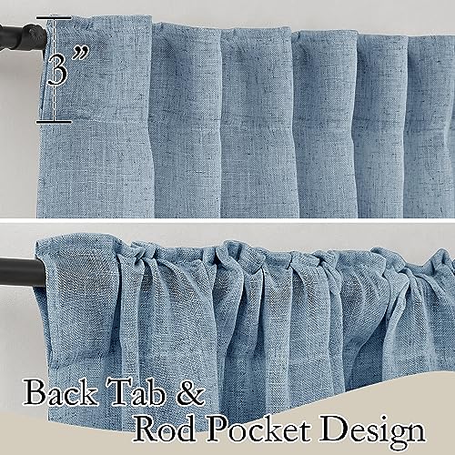 Linen Semi Sheer Curtains 63 inch Length for Living Room Office (Dusty Blue / 52"W x 63"L (Pack of 2))