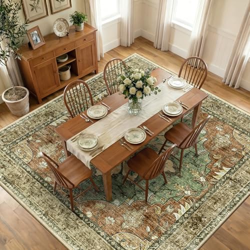 Washable Area Rug (Brick/Brown/Green / 10' x 10' (Square))