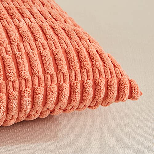 4 Packs Decorative Throw Pillow Covers for Living Room Couch Bed (18" x 18" (Pack of 4) / Coral)