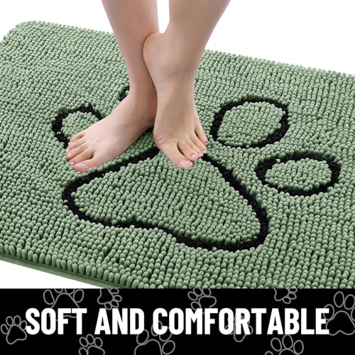 Dog Door Mat for Muddy Paws (30"X20" / Olive Green and Black)