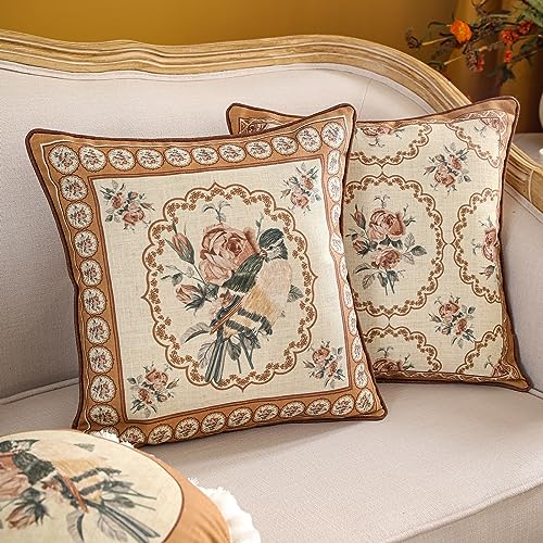 Vintage Linen Throw Pillow Cover (18" x 18" (Pack of 2) / Parkerestate C)