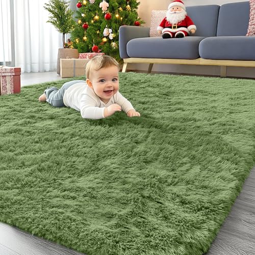 Area Rugs for Living Room Bedroom (4x5.9 Ft / Green)