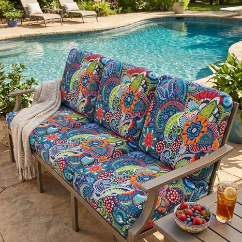 Printed Couch Cushion Covers (Blue / Seat Cover 2 Pack)