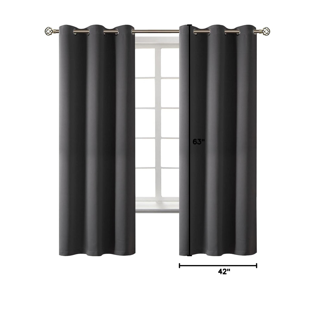 Dark Grey Blackout Curtains for Bedroom 63 Inch Long (Dark Grey / 42"W x 63"L (Pack of 2))