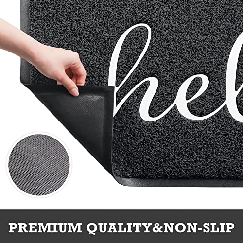 Black Door Mat Welcome Mats Outdoor Indoor Doormat for Entryway Floor Mat (Black Hello / 2' x 3' (Rectangular))