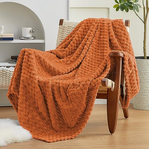 Turtle Shell Twin Size Throw Blanket Orange for Couch & Sofa (Orange / Twin)