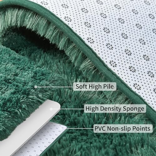 Soft Runner Rugs for Bedroom Hallways (2' x 6' (2 pcs) / Green)